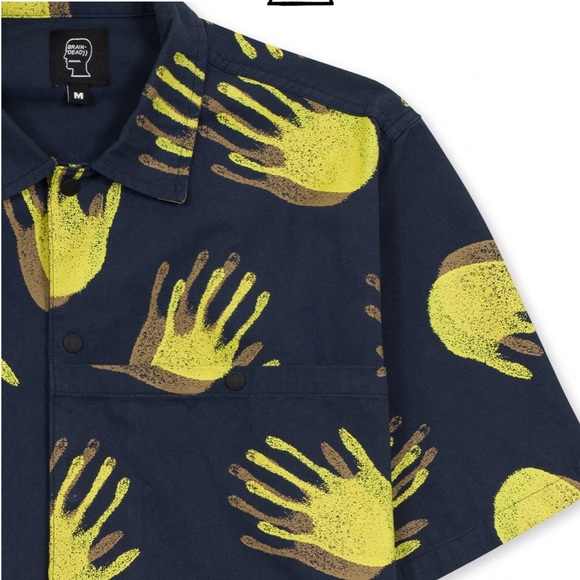 Brain Dead Other - NWT BRAIN DEAD X GOTCHA POPLIN SHORT SLEEVE SNAP SHIRT - NAVY PERFECT CONDITION